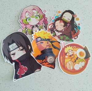 NEW 5 Pieces Anime Character Sticker Set Naruto And Demon Slayer